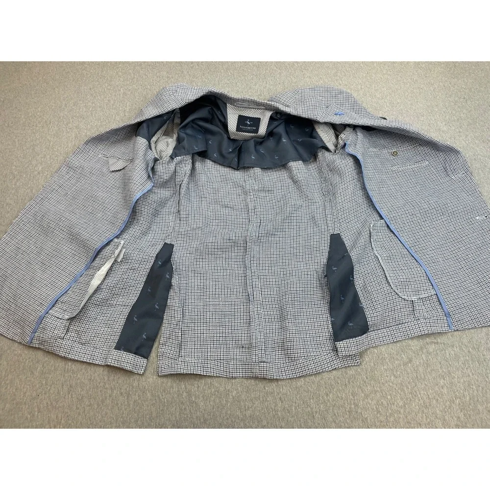 Tailorbyrd Blazer Mens 40R Micro Houndstooth 100% Linen 2-Button Single Breast
